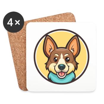 Chien Corse Race Coloré Dessin Animé Kawaii Clipart - Dessous de verre (lot de 4) - blanc - Devant