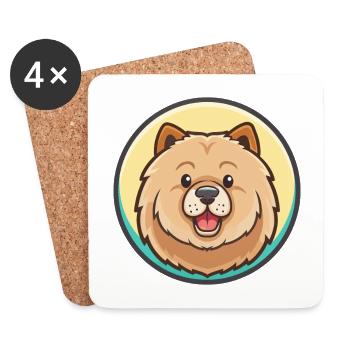 Chow Chow Chien Race Dessin animé Kawaii Clipart Animal - Dessous de verre (lot de 4) - blanc - Devant
