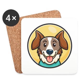 Drentsche Patrijshond Race de chien Dessin animé Kawaii animal de compagnie - Dessous de verre (lot de 4) - blanc - Devant