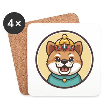 Chien impérial chinois race dessin animé Kawaii Clipart - Dessous de verre (lot de 4) - blanc - Devant