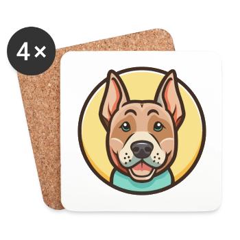 Dogo Cubano Dog Breed Funny Cartoon Kawaii Clipart - Coasters (set of 4) - white - Front