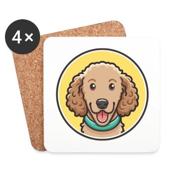 Retriever à poil bouclé race chien dessin animé Kawaii - Dessous de verre (lot de 4) - blanc - Devant