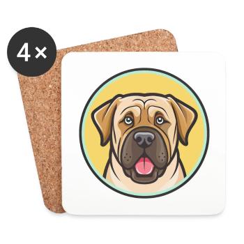 Dogue Brasileiro Chien Race Dessin animé Kawaii Clipart - Dessous de verre (lot de 4) - blanc - Devant