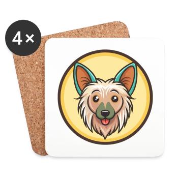 Chien à crête chinoise race dessin animé Kawaii Clipart - Dessous de verre (lot de 4) - blanc - Devant