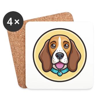 Finnish Hound Dog Breed Cartoon Kawaii Clipart Pet - Coasters (set of 4) - white - Front