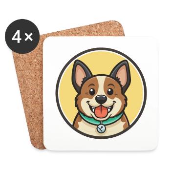 Erbi Txakur Dog Breed Funny Cartoon Kawaii Clipart - Coasters (set of 4) - white - Front