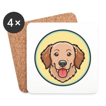 Flat Coated Retriever Dog Breed Cartoon Kawaii Pet - Coasters (set of 4) - white - Front
