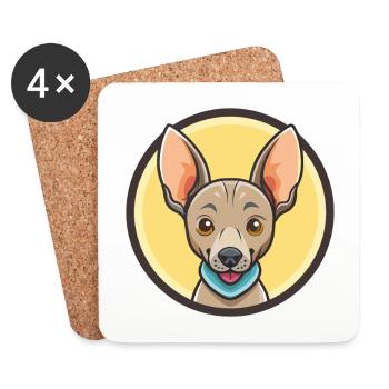 Chien équatorien sans poils race drôle dessin animé Kawaii - Dessous de verre (lot de 4) - blanc - Devant