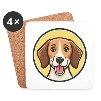 English Foxhound Dog Breed Cartoon Kawaii Clipart - Coasters (set of 4) - white - Front