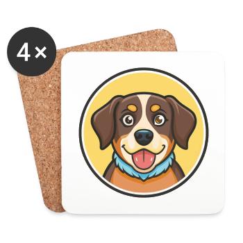 Entlebucher bouvier chien de famille dessin animé Kawaii animal de compagnie - Dessous de verre (lot de 4) - blanc - Devant