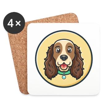 Field Spaniel Hund Rasse Cartoon Kawaii Clipart Haustier - Untersetzer (4er-Set) - Weiß - Vorne