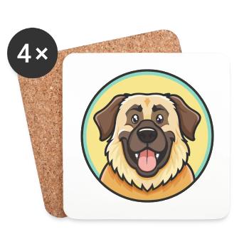 Estrela Mountain Dog Breed Cartoon Kawaii Clipart - Coasters (set of 4) - white - Front