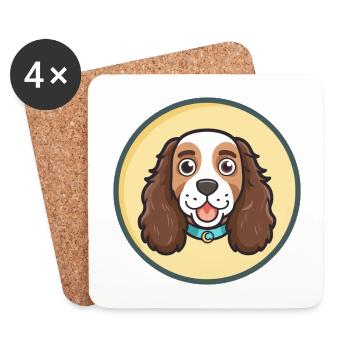 English Water Spaniel Dog Breed Cartoon Kawaii Pet - Coasters (set of 4) - white - Front