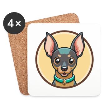 English Toy Terrier Dog Breed Funny Cartoon Kawaii - Coasters (set of 4) - white - Front