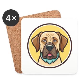 Brasileiro Chien Race Dessin animé Kawaii Clipart - Dessous de verre (lot de 4) - blanc - Devant