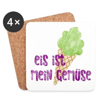 Eis coole lustige Sprüche Gemüse schlecken Eiskrem - Untersetzer (4er-Set) - Weiß - Vorne