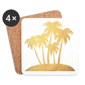 Palm Island Gold Vacation Luxury South Seas Ready for Vacation - Coasters (set of 4) - white - Front