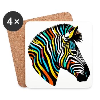 Zebra - Untersetzer (4er-Set) - Weiß - Vorne