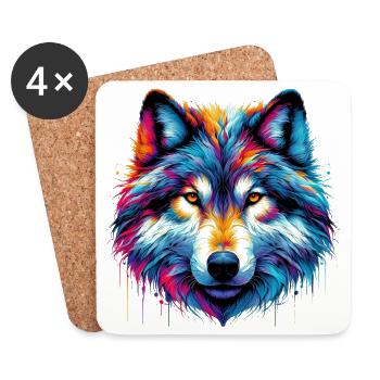 Wolf - Untersetzer (4er-Set) - Weiß - Vorne