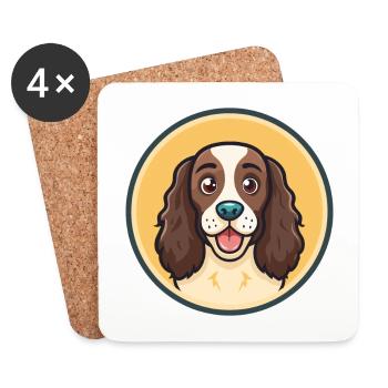 French Spaniel Dog Breed Cartoon Kawaii Clipart - Coasters (set of 4) - white - Front