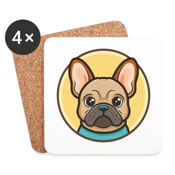 Bouledogue Français Chien Race Dessin animé Kawaii Clipart - Dessous de verre (lot de 4) - blanc - Devant