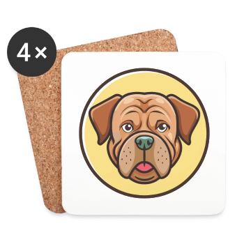 Französisch Bordeaux Mastiff Hunderasse Karikatur Kawaii - Untersetzer (4er-Set) - Weiß - Vorne