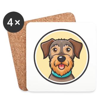 Deutscher Jagdterrier Hunderasse Karikatur Kawaii - Untersetzer (4er-Set) - Weiß - Vorne