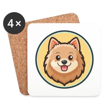 Deutsche Spitz Hunderasse Cartoon Kawaii Clipart Haustier - Untersetzer (4er-Set) - Weiß - Vorne