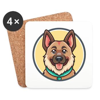Georgian Shepherd Dog Breed Cartoon Kawaii Clipart - Coasters (set of 4) - white - Front