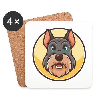 Giant Schnauzer Dog Breed Cartoon Kawaii Clipart - Coasters (set of 4) - white - Front