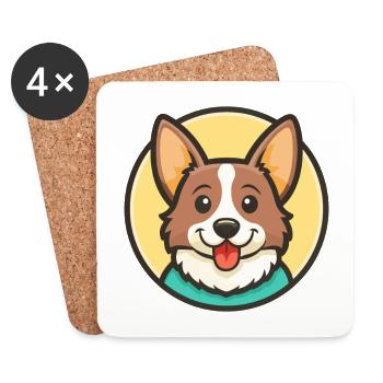 Gonczy Polski Dog Breed Cartoon Kawaii Clipart Pet - Coasters (set of 4) - white - Front