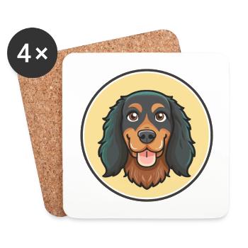 Gordon Setter Chien Race Dessin animé Kawaii Clipart Animal de compagnie - Dessous de verre (lot de 4) - blanc - Devant