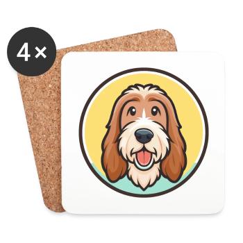 Grand Basset Griffon Vendéen Hunderasse Cartoon Haustier - Untersetzer (4er-Set) - Weiß - Vorne