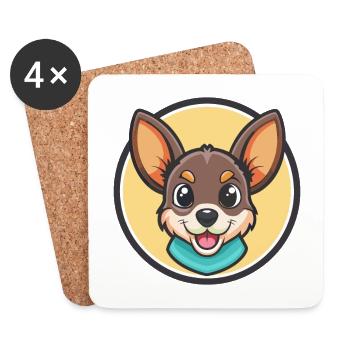 Majorque ratter chien race dessin animé Kawaii Clipart - Dessous de verre (lot de 4) - blanc - Devant