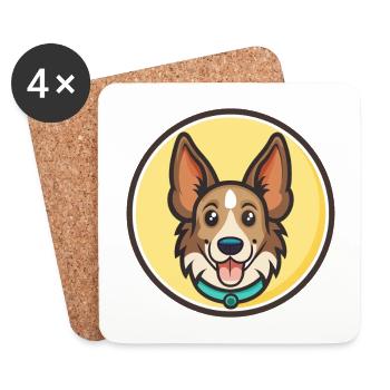 Lupo Italiano Hunderasse Cartoon Kawaii Clipart Haustier - Untersetzer (4er-Set) - Weiß - Vorne