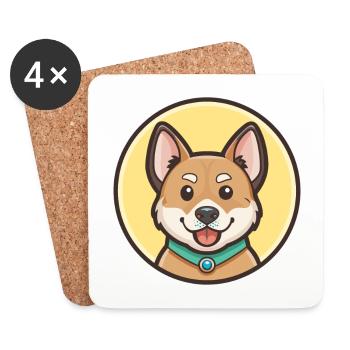 Middle Asian Ovtcharka Dog Breed Cartoon Kawaii - Coasters (set of 4) - white - Front