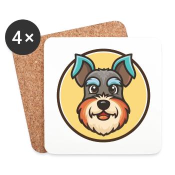 Miniatur Schnauzer Hund Rasse Lustige Karikatur Kawaii - Untersetzer (4er-Set) - Weiß - Vorne