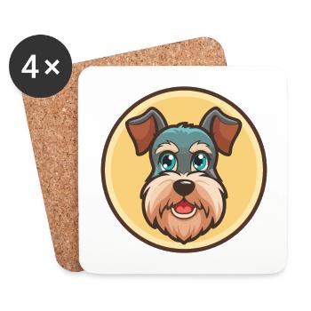 Mittelschnauze Chien Race Dessin animé Kawaii Clipart - Dessous de verre (lot de 4) - blanc - Devant