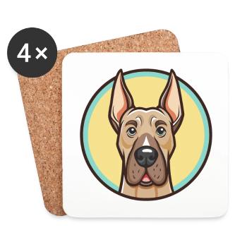 Dogue Allemand Chien Race Dessin Animé Kawaii Clipart Animal - Dessous de verre (lot de 4) - blanc - Devant