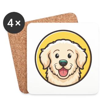 Kuvasz Hund Rasse Cartoon Kawaii Clipart Tier Haustier - Untersetzer (4er-Set) - Weiß - Vorne
