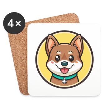 Kuri Hund Rasse Cartoon Kawaii Clipart Illustration - Untersetzer (4er-Set) - Weiß - Vorne