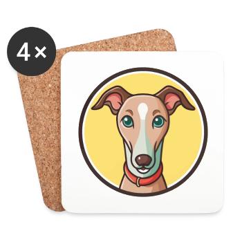 Lurcher Hunderasse Cartoon Figur Kawaii Clipart - Untersetzer (4er-Set) - Weiß - Vorne