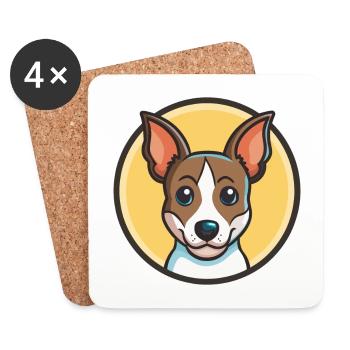 Miniatur Foxterrier Hund Rasse Cartoon Kawaii Haustier - Untersetzer (4er-Set) - Weiß - Vorne