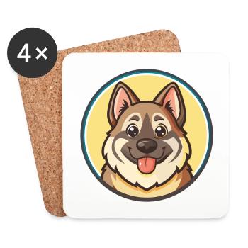 Hallefors Elkhound Dog Breed Cartoon Kawaii - Coasters (set of 4) - white - Front