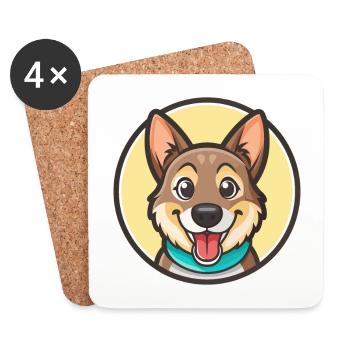 Mischling Hund Rasse Cartoon Figur Kawaii Clipart - Untersetzer (4er-Set) - Weiß - Vorne