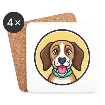 Lévrier letton chien race dessin animé Kawaii Clipart animal de compagnie - Dessous de verre (lot de 4) - blanc - Devant