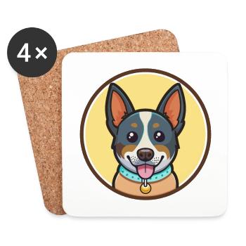 Halls Heeler Chien Race Dessin animé Kawaii Clipart Animal de compagnie - Dessous de verre (lot de 4) - blanc - Devant