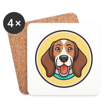 Hanover Hound Chien Race Dessin animé Kawaii Clipart Animal de compagnie - Dessous de verre (lot de 4) - blanc - Devant