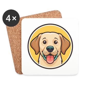 Labrador Chien Race Coloré Dessin animé Kawaii Clipart - Dessous de verre (lot de 4) - blanc - Devant