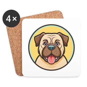 Majorque Mastiff Chien Race Dessin animé Kawaii Clipart - Dessous de verre (lot de 4) - blanc - Devant